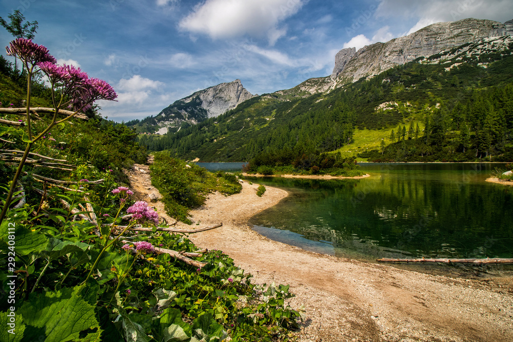 Lake Steirersee in Austrian Alps near Tauplitzalm, Bad Mitterndorf village