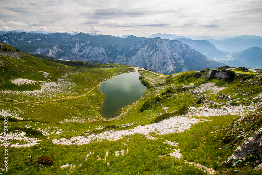 Lake Augstseeunder Loser mountain in austrian Alps near Altaussee village