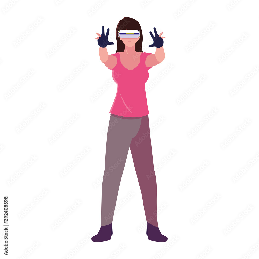 woman using technology of augmented reality woman using technology of augmented reality