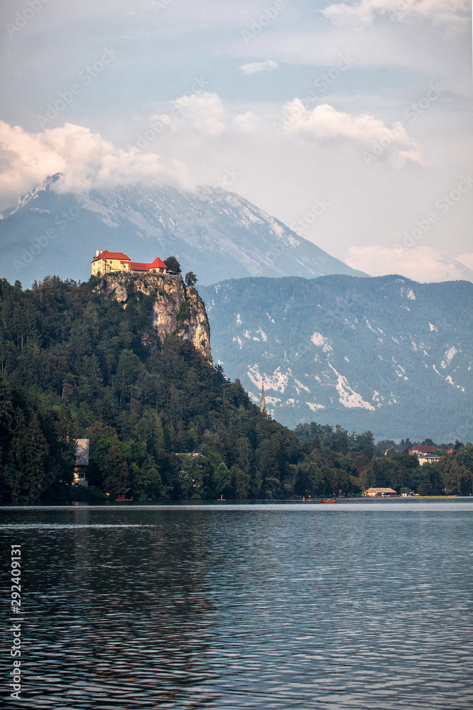 Famous touristic destination - Bled castle by Bled lake in Slovenia, central Europe