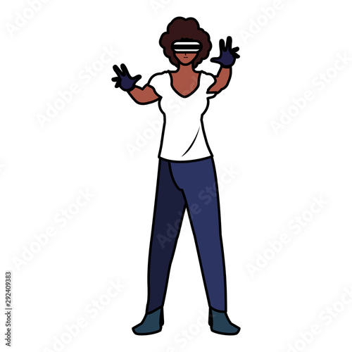 woman using technology of augmented reality
