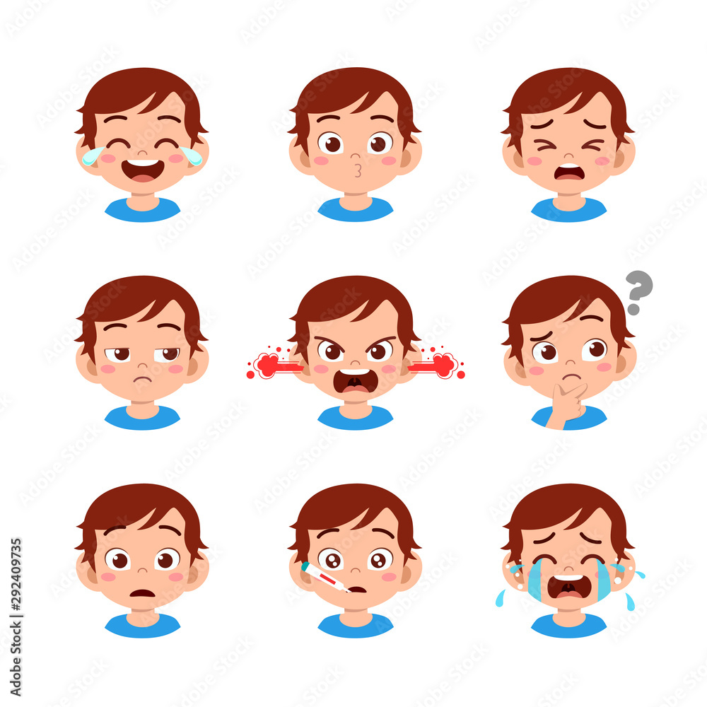 cute kid face expression emoji emoticon set cute kid face expression emoji emoticon set