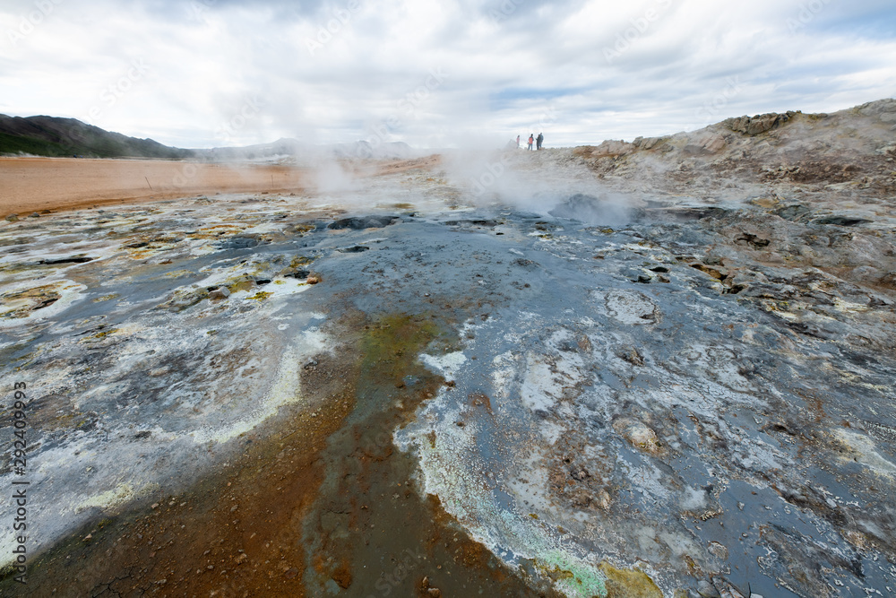 Hverir geothermal area with hot steam
