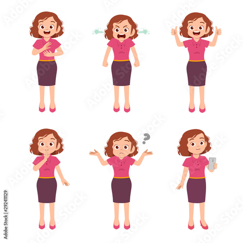 cute teen gesture many expression set bundle