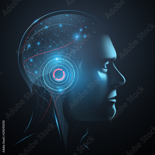 Artificial intelligence human head illustration