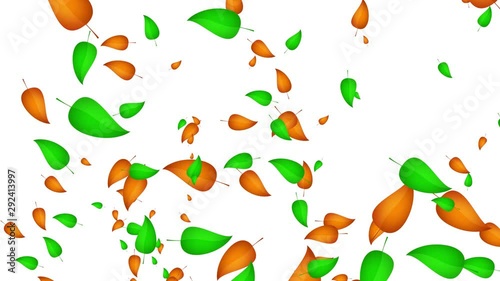 explosion and fall of colorful leaves from a tree on a white background, isolated