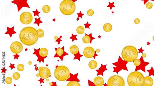 explosion of gold coins on a white background, isolated