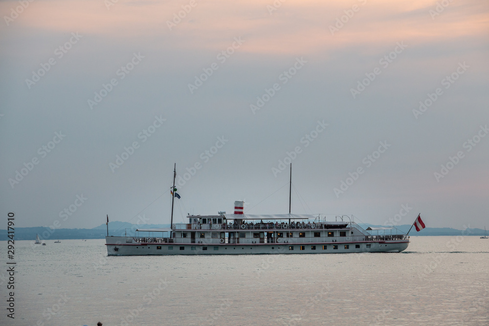 Ferryboat with passengers on the big lake