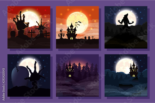 bundle of halloween scenes icons