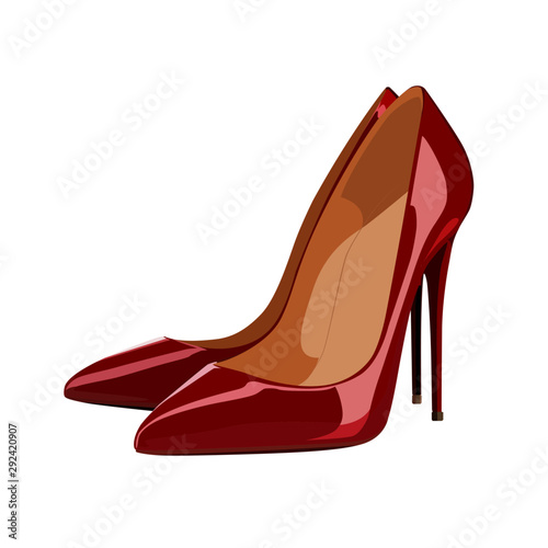 Fototapeta red high heeled shoe vector illustration