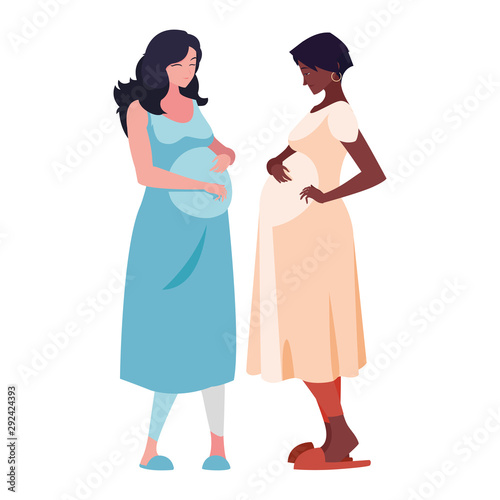 Isolated pregnant women vector design