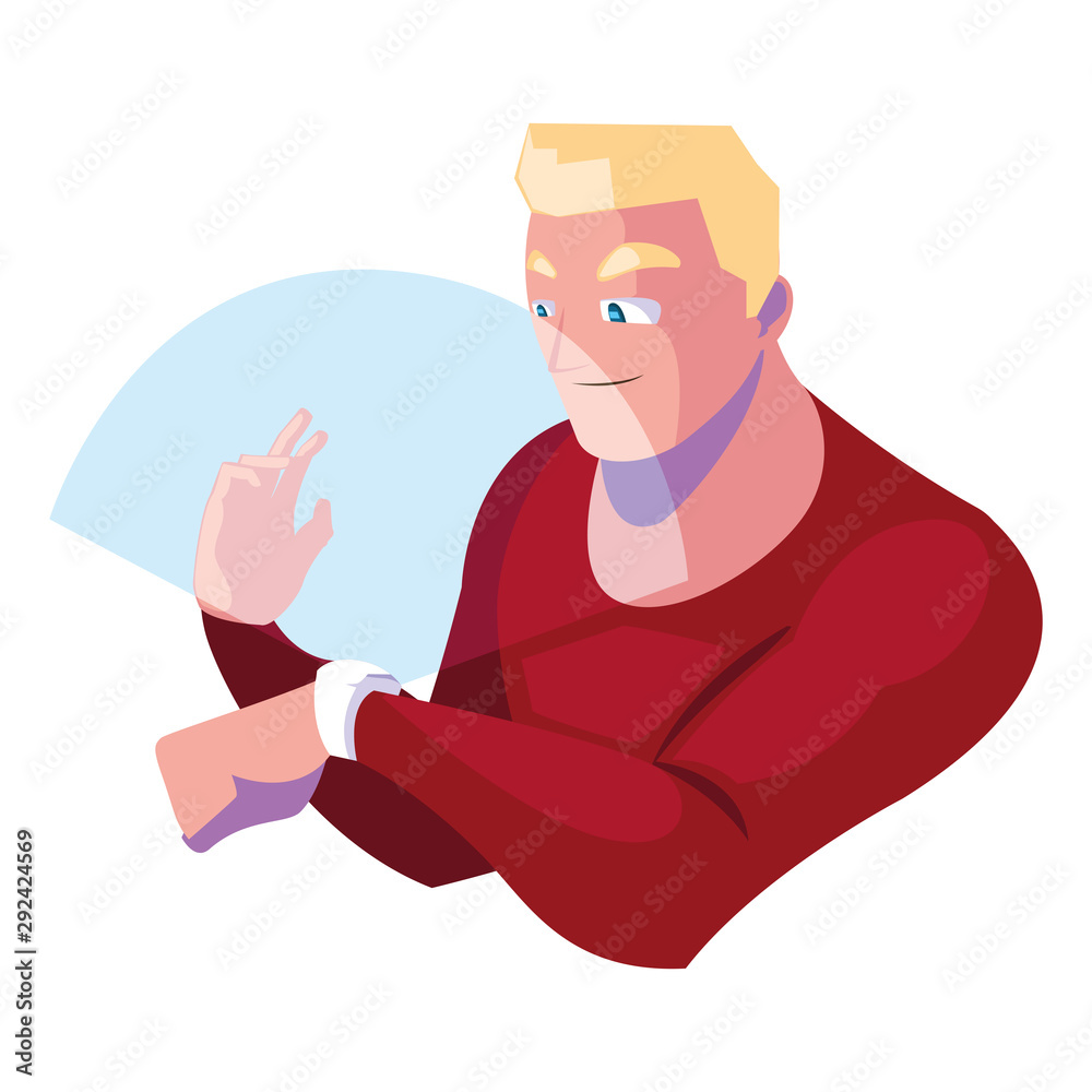 man using technology of augmented reality man using technology of augmented reality