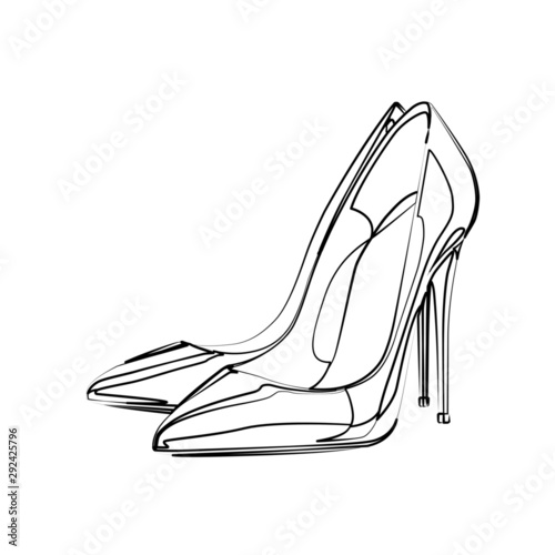 high heeled shoe contour vector illustration