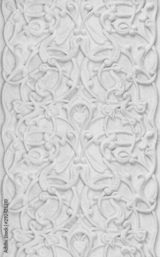 Decorative architectural white ornament, seamless texture
