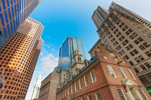 Massachusetts Old State House in Boston historic city center, located close to landmark Beacon Hill and Freedom Trail photo