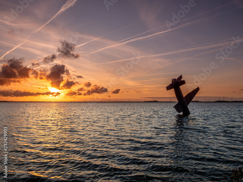 Harderwijk Sunset view with Airplane as memorial © Wolfgang Hauke