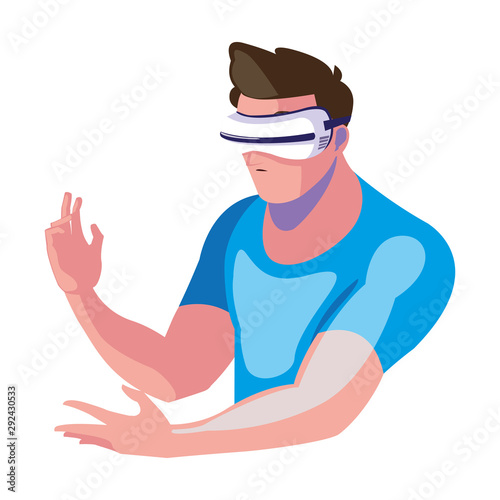 man using technology of augmented reality
