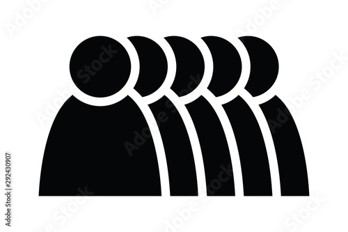 5 people icon. Group of persons. Simplified human pictogram. Modern simple flat vector icon