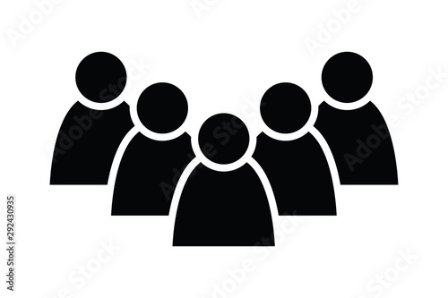 5 people icon. Group of persons. Simplified human pictogram. Modern simple flat vector icon