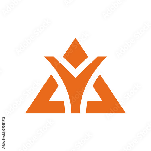 Letter Y and triangle shape logo isolated on white background.