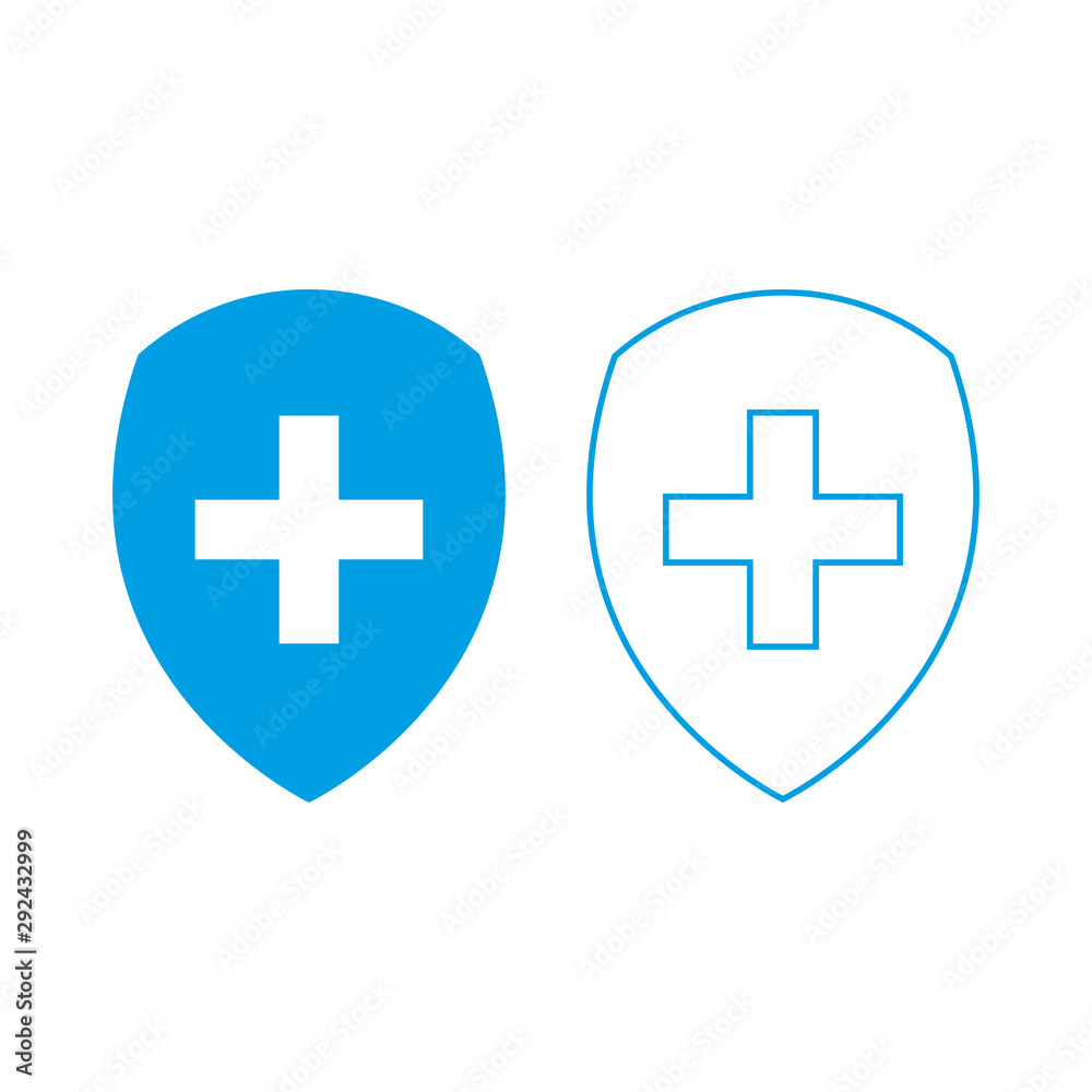 Shield with a cross icons isolated on white background. Shield with a cross icons isolated on white background.