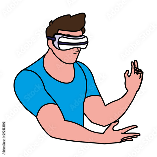 man using technology of augmented reality