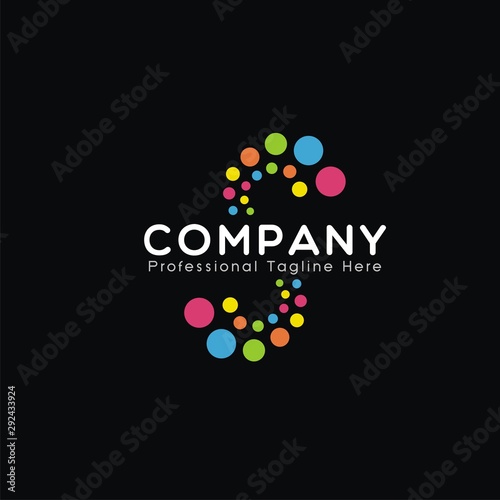 Abstract letter s logo formed by colorful dots