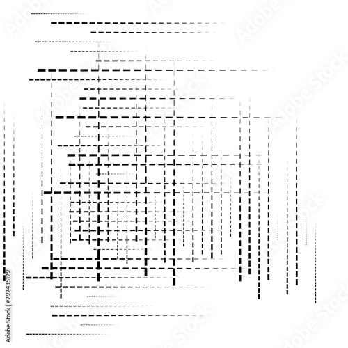 random grid, mesh pattern. grating, trellis texture. intermittent, interrupt lines lattice. intersecting segmented stripes. dashed crossing streaks design. abstract geometric illustration