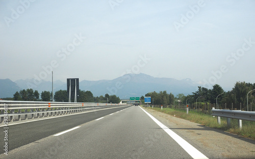 motorway aka highway perspective in Scarmagno, Italy
