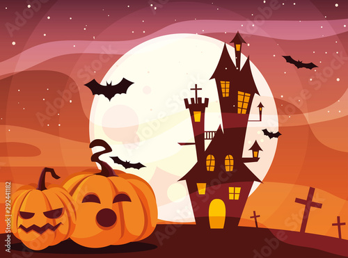 Isolated halloween castle vector design