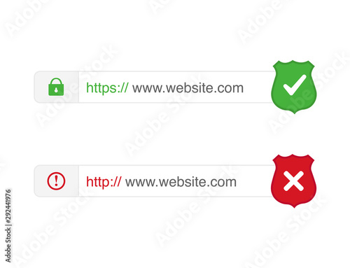 Http and https secure and not secure connection ssl encryption photo