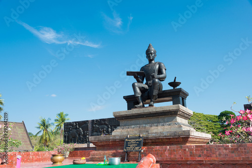 Sukhothai, Thailand - Apr 08 2018: Monument of King Ramkhamhaeng The Great in Sukhothai Historical Park, Sukhothai, Thailand.