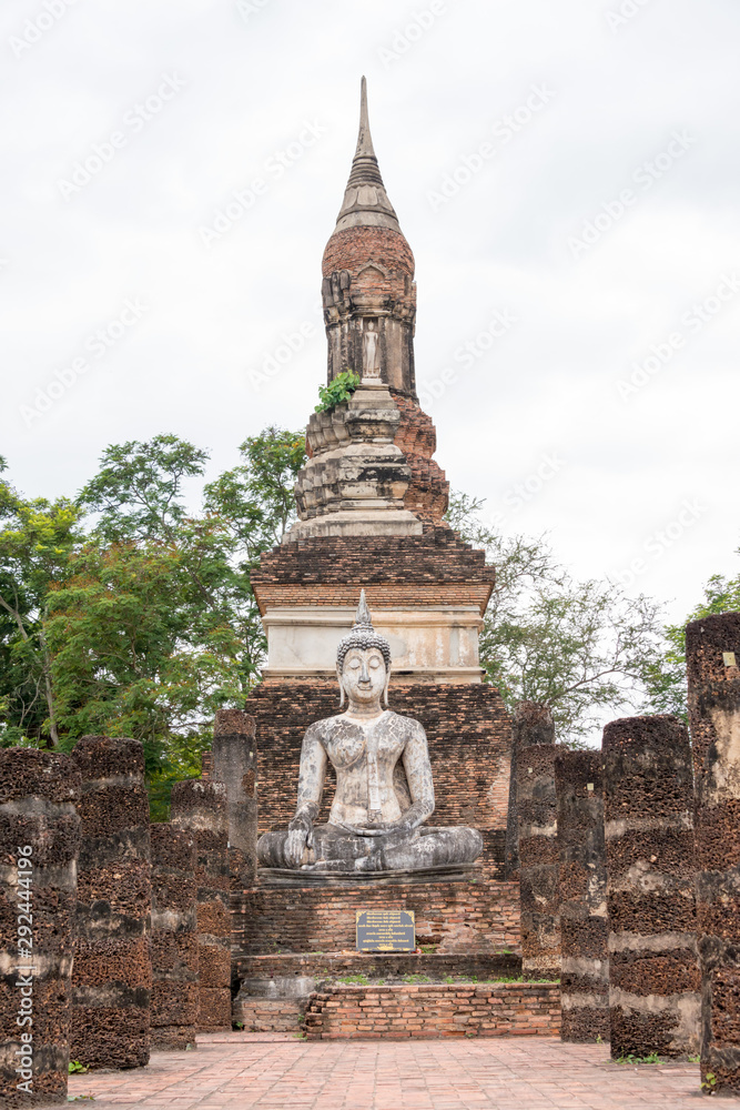 Sukhothai, Thailand - Apr 07 2018: Sukhothai Historical Park in Sukhothai, Thailand. It is part of the World Heritage Site - Historic Town of Sukhothai and Associated Historic Towns. Sukhothai, Thailand - Apr 07 2018: Sukhothai Historical Park in Sukhothai, Thailand. It is part of the World Heritage Site - Historic Town of Sukhothai and Associated Historic Towns.
