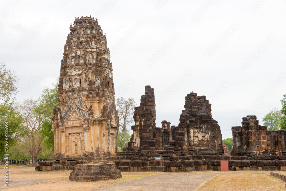 Sukhothai, Thailand - Apr 07 2018:Wat Phra Phai Luang in Sukhothai Historical Park, Sukhothai, Thailand. It is part of the World Heritage Site-Historic Town of Sukhothai and Associated Historic Towns.