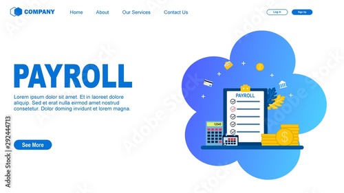  payroll employee worker with website design page style banner.vector illustration