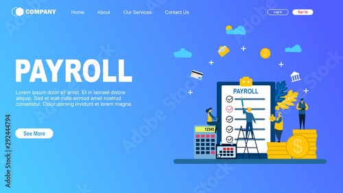 payroll employee worker with website design page style banner.vector illustration