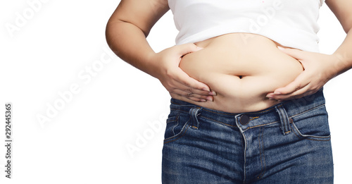 abdominal surface of fat woman on white background © chaiwat