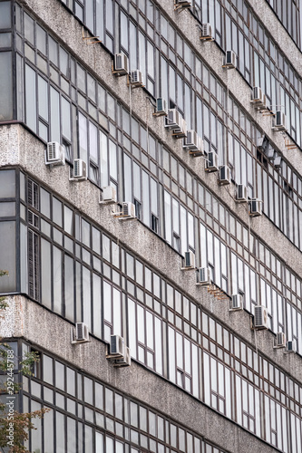 window of depressive business office building, pattern