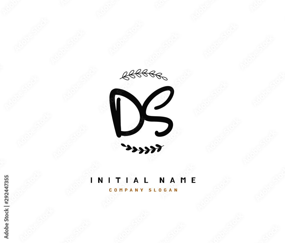 D S DS Beauty vector initial logo, handwriting logo of initial signature, wedding, fashion, jewerly, boutique, floral and botanical with creative template for any company or business.