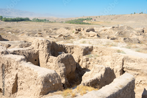 Panjakent, Tajikistan - Aug 27 2018- Remains of Ancient Panjakent. a famous Historic site in Panjakent, Tajikistan. © beibaoke