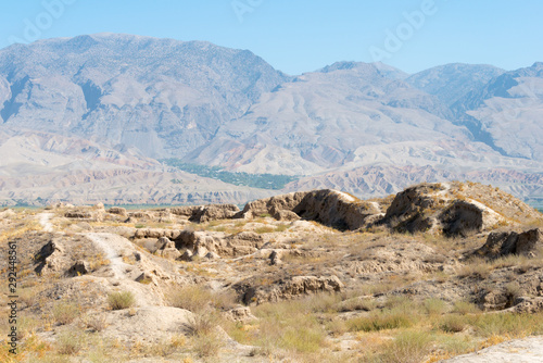 Panjakent, Tajikistan - Aug 27 2018- Remains of Ancient Panjakent. a famous Historic site in Panjakent, Tajikistan.