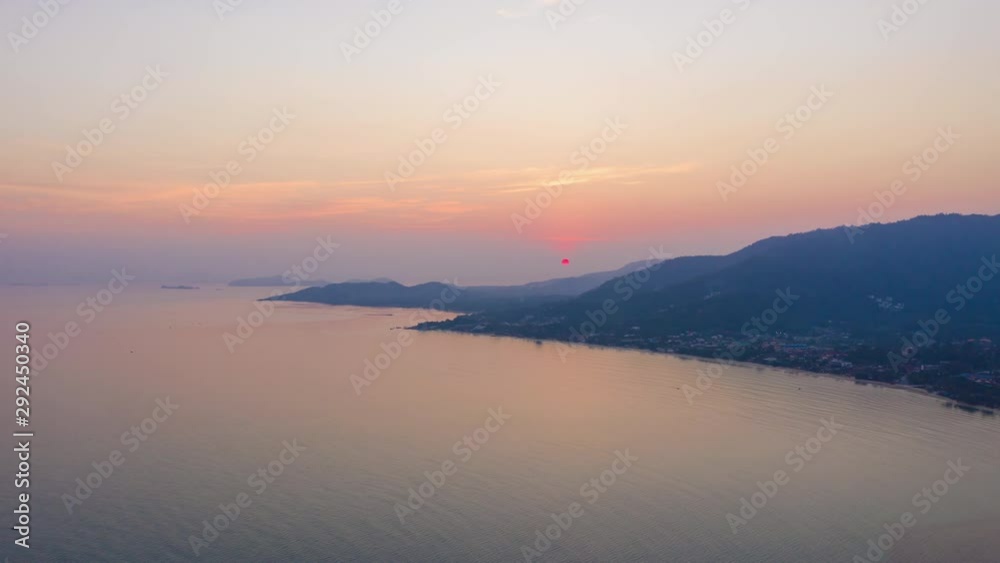 sunset sun light samui island coastline aerial panorama 4k timelapse thailand sunset sun light samui island coastline aerial panorama 4k timelapse thailand