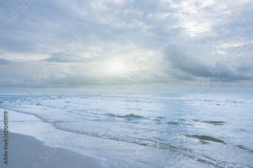 View of wave in a sea with cloudy sky before storm coming