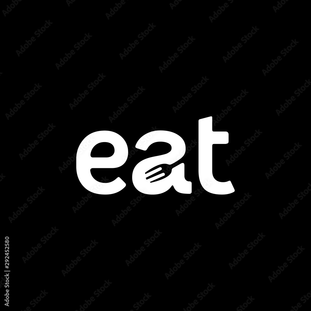 EAT food logo Fork as Negative Space EAT food logo Fork as Negative Space