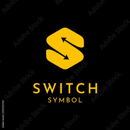 initial Letter S Rounded Hexagon with Switch Arrows logo design