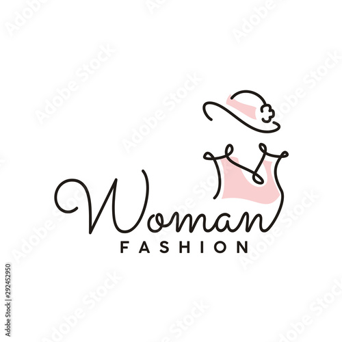 Lady wears Fascinator Hat for Woman Fashion Boutique Logo design