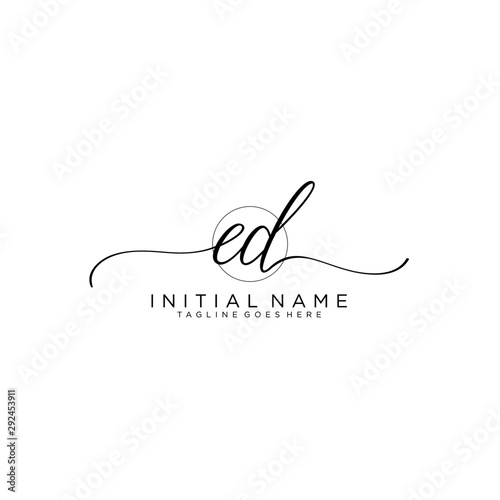 ED Initial handwriting logo with circle hand drawn template vector