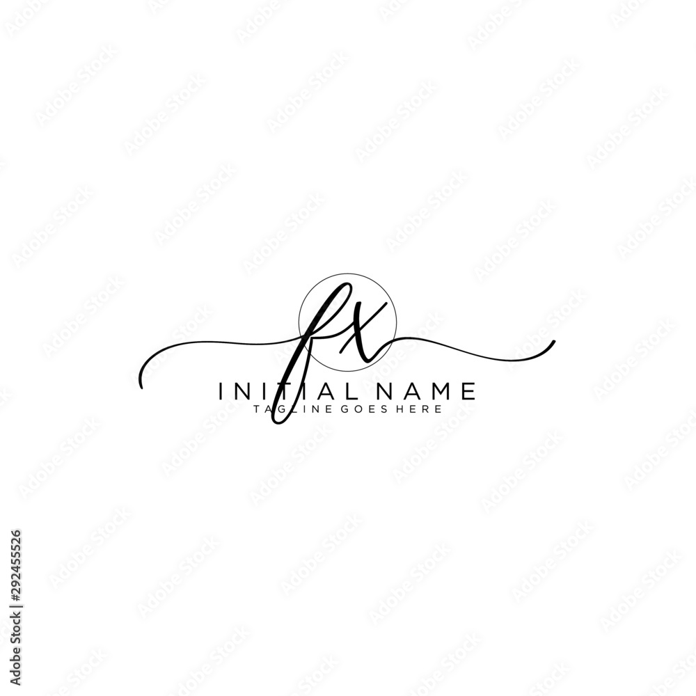 FX Initial handwriting logo with circle hand drawn template vector