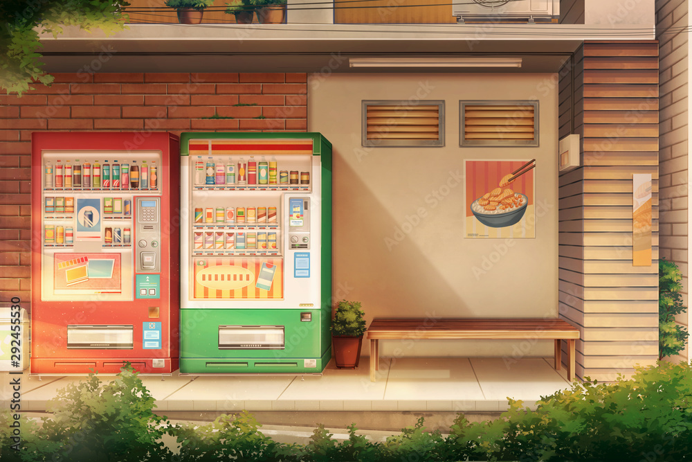 Obraz premium Peaceful alley and vending water - Afternoon , Digital painting.