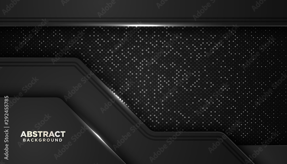 Black abstract geometric background with glitters dots element decoration. Luxury design concept. Black abstract geometric background with glitters dots element decoration. Luxury design concept.